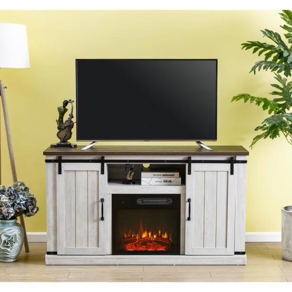 Unbranded 54 In. Saw Cut Off White Tv Stand For Tvs Up To For Adayah Tv Stands For Tvs Up To 60" (Gallery 16 of 20)