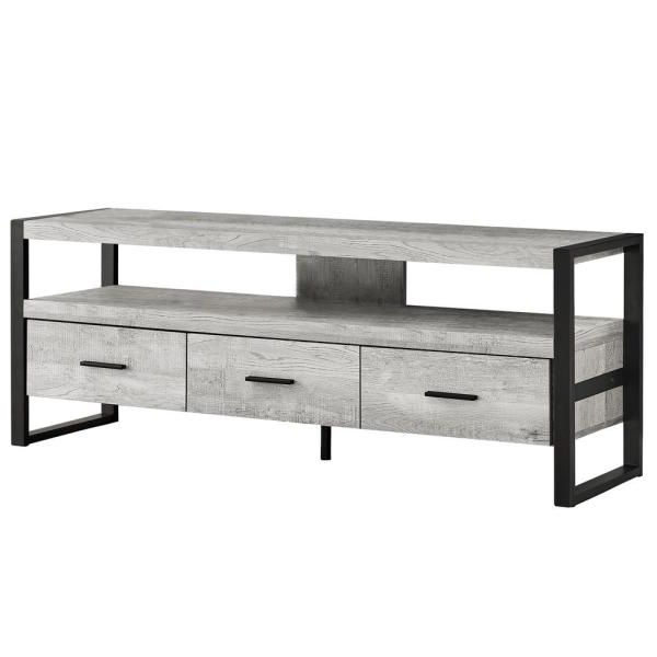 Unbranded 59 In. Gray Composite Tv Stand With 3 Drawer For Tv Stands With Cable Management For Tvs Up To 55" (Gallery 17 of 20)