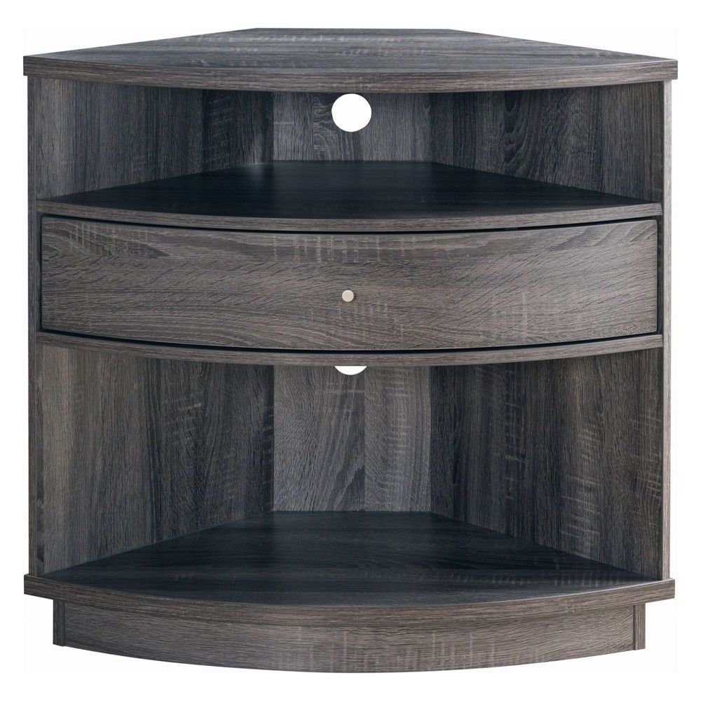 Varela Contemporary Corner Cabinet Tv Stand For Tvs Up To With Simple Open Storage Shelf Corner Tv Stands (View 4 of 20)
