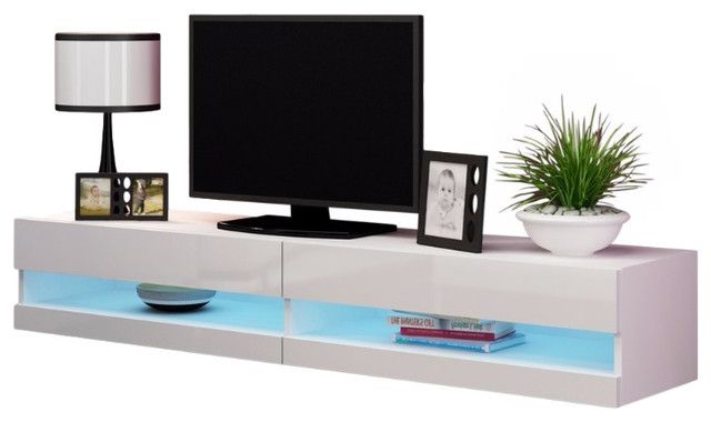 Vigo 180 Led Wall Mounted Floating Tv Stands Fits 80" Tv In Ezlynn Floating Tv Stands For Tvs Up To 75&quot; (Gallery 8 of 20)