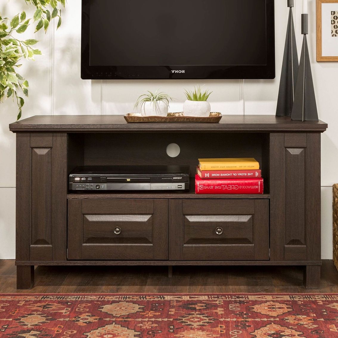 Walker Edison 44 In. Traditional Wood Tv Stand With Side Throughout Walker Edison Wood Tv Media Storage Stands In Black (Gallery 6 of 20)