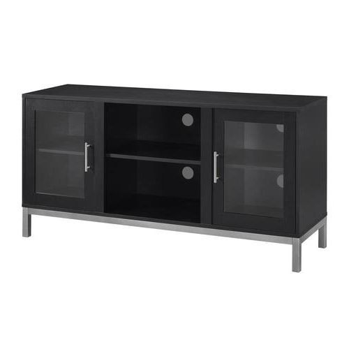 Walker Edison 52 In Modern Tv Stand  Black At Lowes Within Walker Edison Wood Tv Media Storage Stands In Black (View 13 of 20)