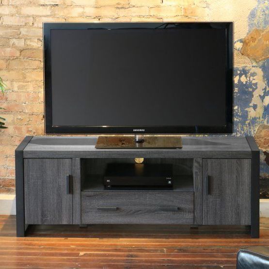 Walker Edison 60 In. Wood Tv Stand – Charcoal Gray With Wide Tv Stands Entertainment Center Columbia Walnut/black (Gallery 16 of 20)