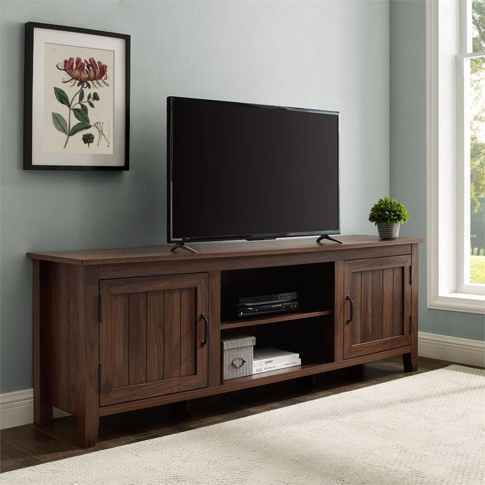 Walker Edison 70 In. Modern Farmhouse Wood Tv Stand (dark Pertaining To Walker Edison Contemporary Tall Tv Stands (Gallery 5 of 20)