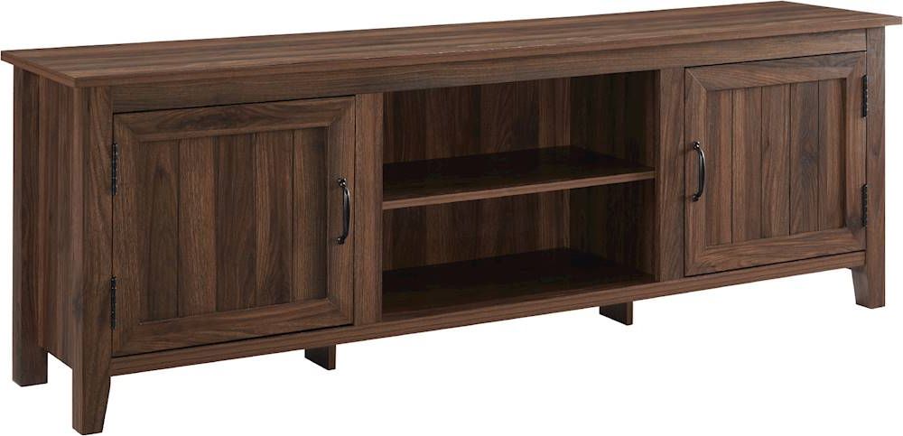 Walker Edison Farmhouse Simple Grooved Door Tv Stand For Throughout Grooved Door Corner Tv Stands (Gallery 10 of 20)