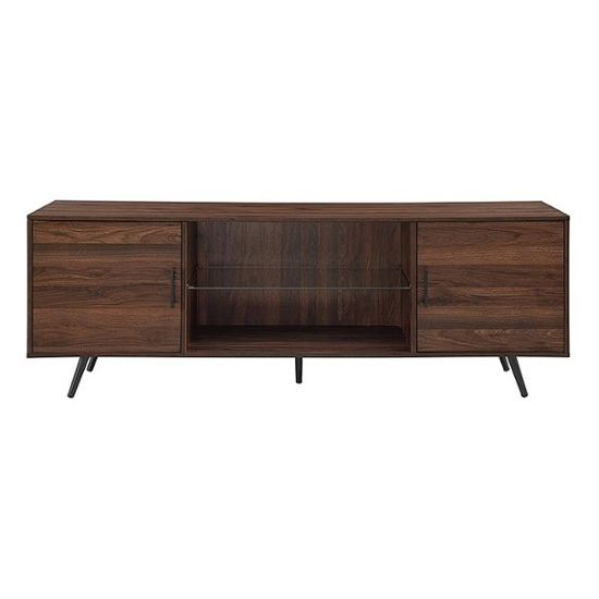 Walker Edison Mid Century Modern Tv Console For Most Flat Throughout Desert Fields Thea Mid Century Two Door Tv Stands In Dark Walnut (View 14 of 17)
