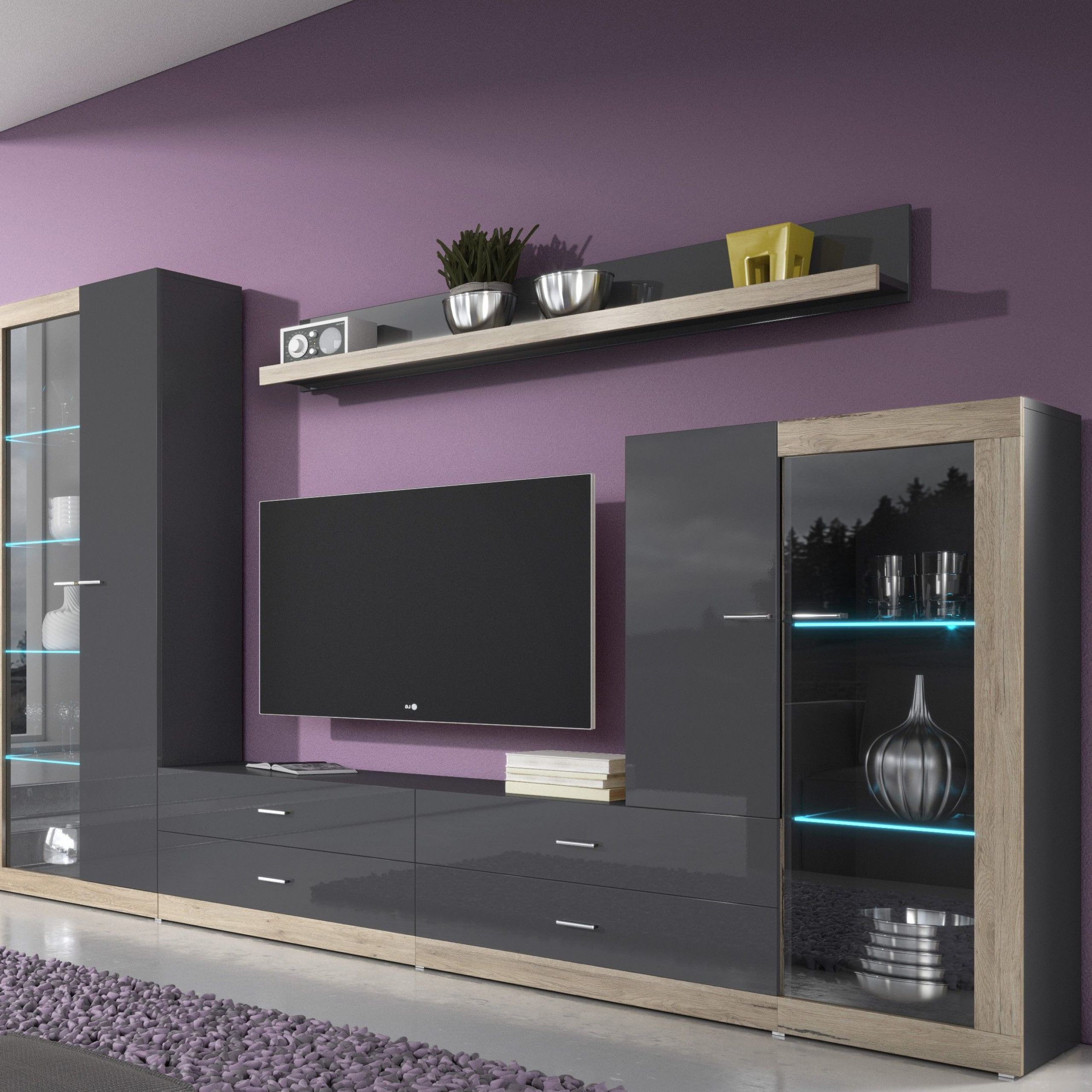 Wall Unit Tessa 1 | Living Room Wall Units, Bedroom Wall With Regard To High Glass Modern Entertainment Tv Stands For Living Room Bedroom (Gallery 14 of 20)