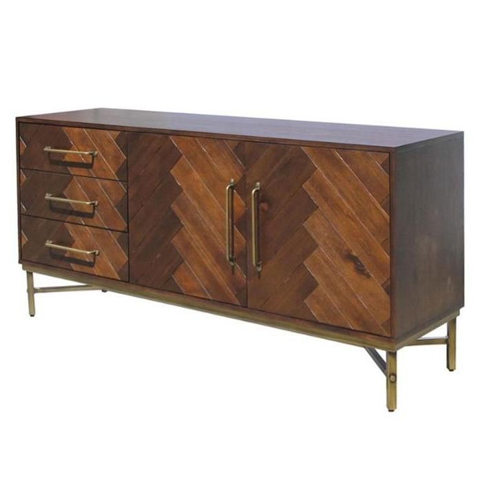 West End Sideboard In 2020 | Antique Brass Metal In Media Console Cabinet Tv Stands With Hidden Storage Herringbone Pattern Wood Metal (View 12 of 20)