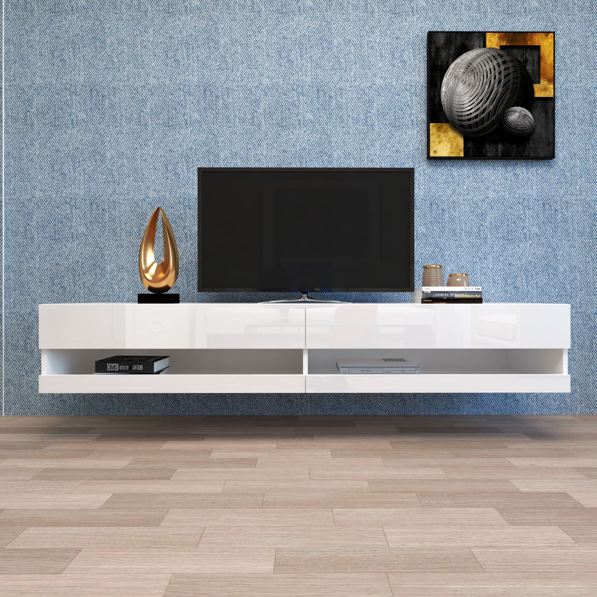 White Wall Mounted Tv Stand, Segmart Led Tv Cabinet For 80 Inside Richmond Tv Unit Stands (Gallery 18 of 20)