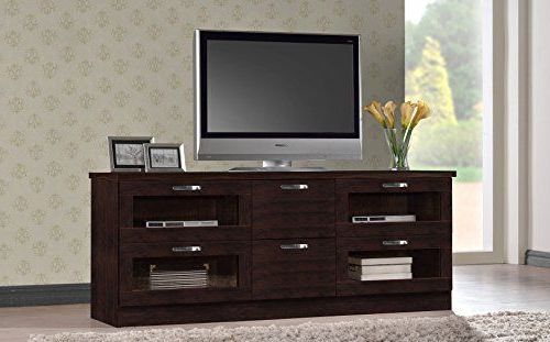Wholesale Interiors Baxton Studio Adelino Wood Tv Cabinet Regarding Dark Brown Tv Cabinets With 2 Sliding Doors And Drawer (View 11 of 20)