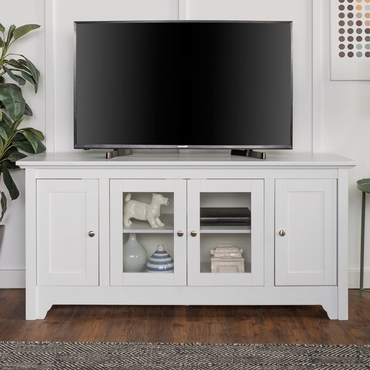 Wood Storage Console Tv Stand For Tvs Up To 58" White In Kamari Tv Stands For Tvs Up To 58&quot; (Gallery 11 of 20)