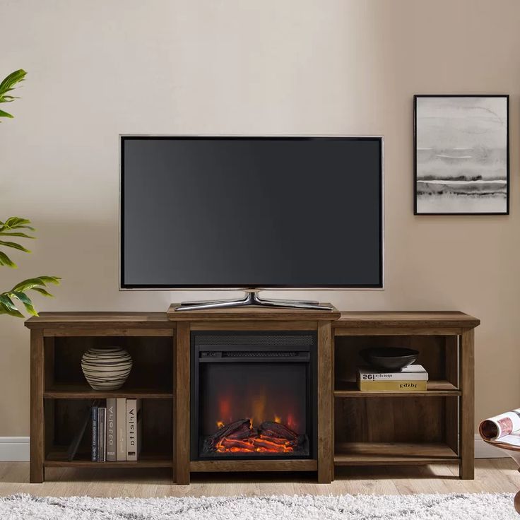 Featured Photo of 2024 Popular Hetton Tv Stands for Tvs Up to 70" with Fireplace Included