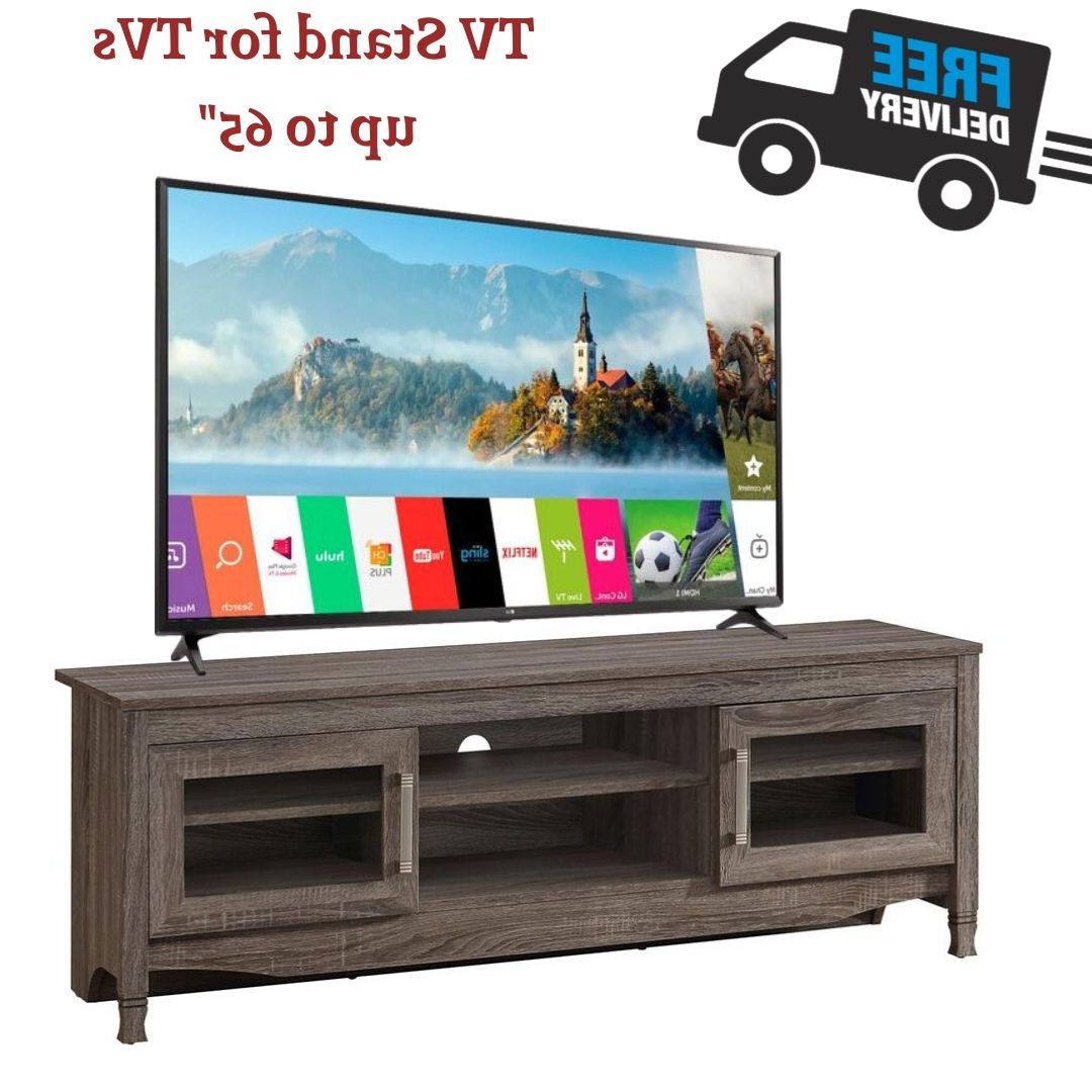 Wooden Tv Stand For 65 Inch Tv Flat Screen Storage In Techni Mobili 53&quot; Driftwood Tv Stands In Grey (View 11 of 20)