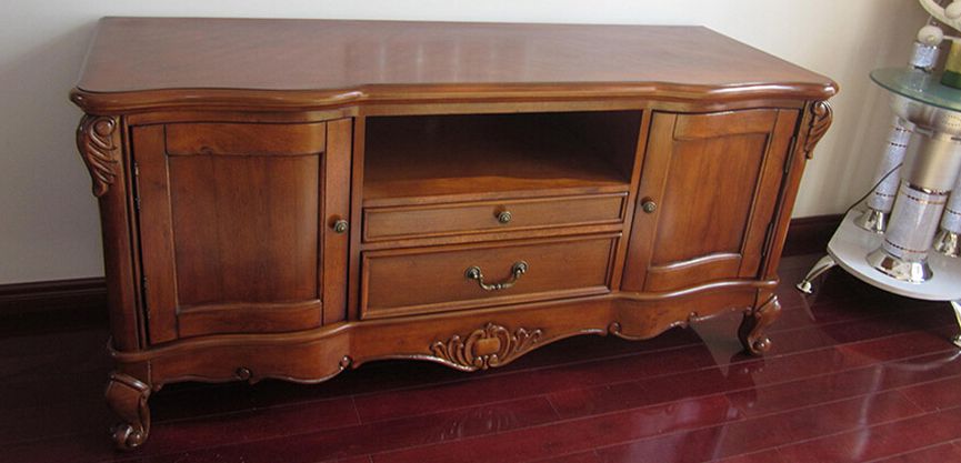 Wooden Tv Stand With Hand Carved Pattern And Drawer For With Jakarta Tv Stands (View 6 of 20)
