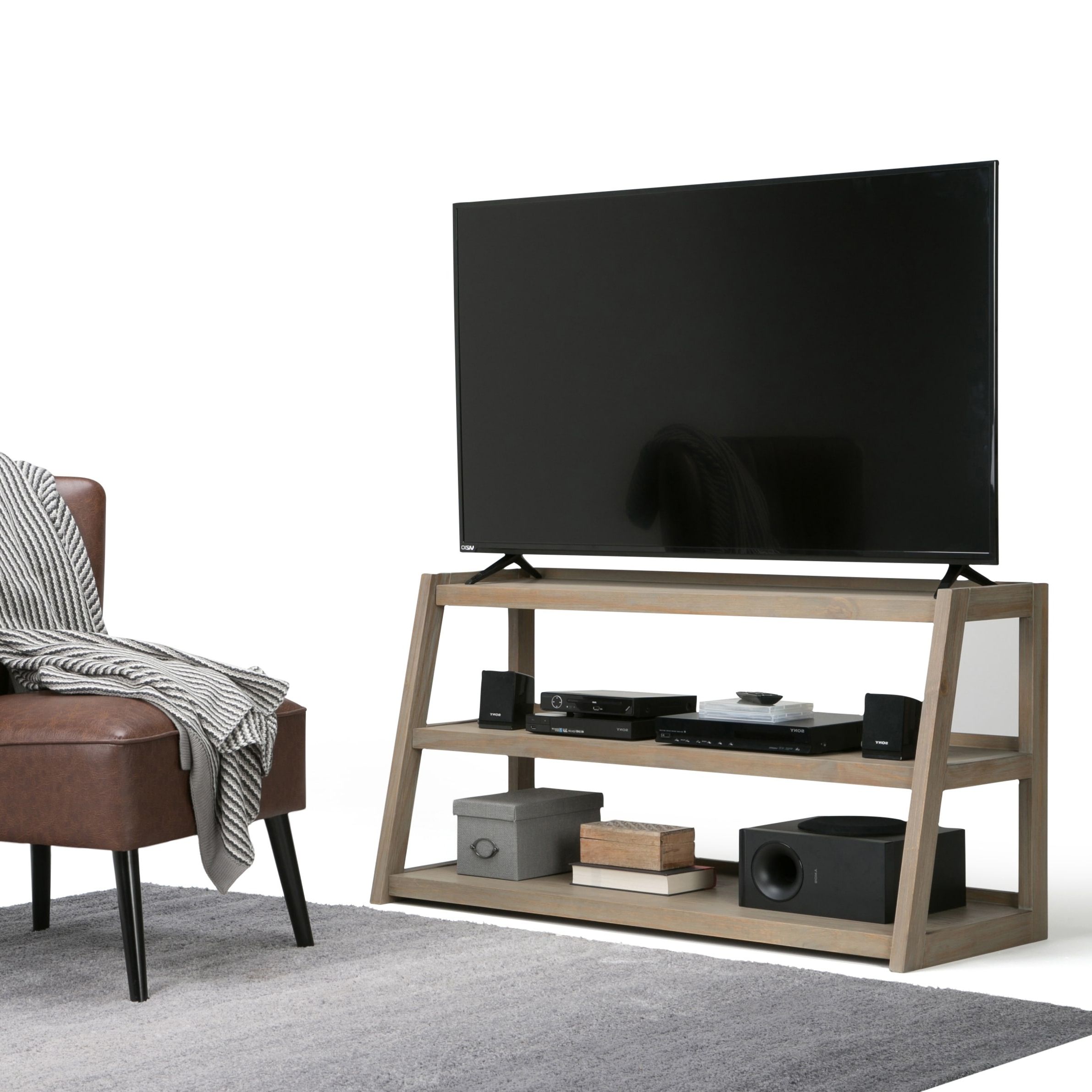 Wyndenhall Hawkins Solid Wood 48 Inch Wide Modern With Tribeca Oak Tv Media Stand (View 12 of 20)