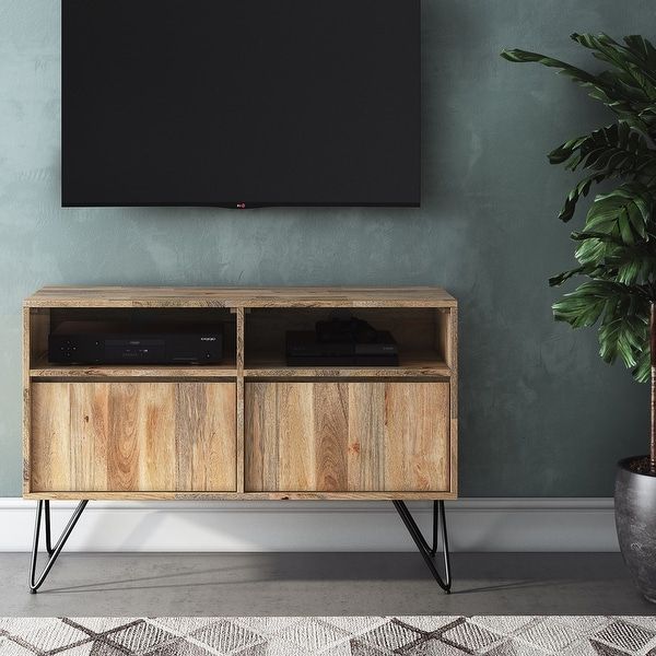 Wyndenhall Moreno Solid Mango Wood 42 Inch Wide Industrial Within Mathew Tv Stands For Tvs Up To 43&quot; (Gallery 19 of 20)