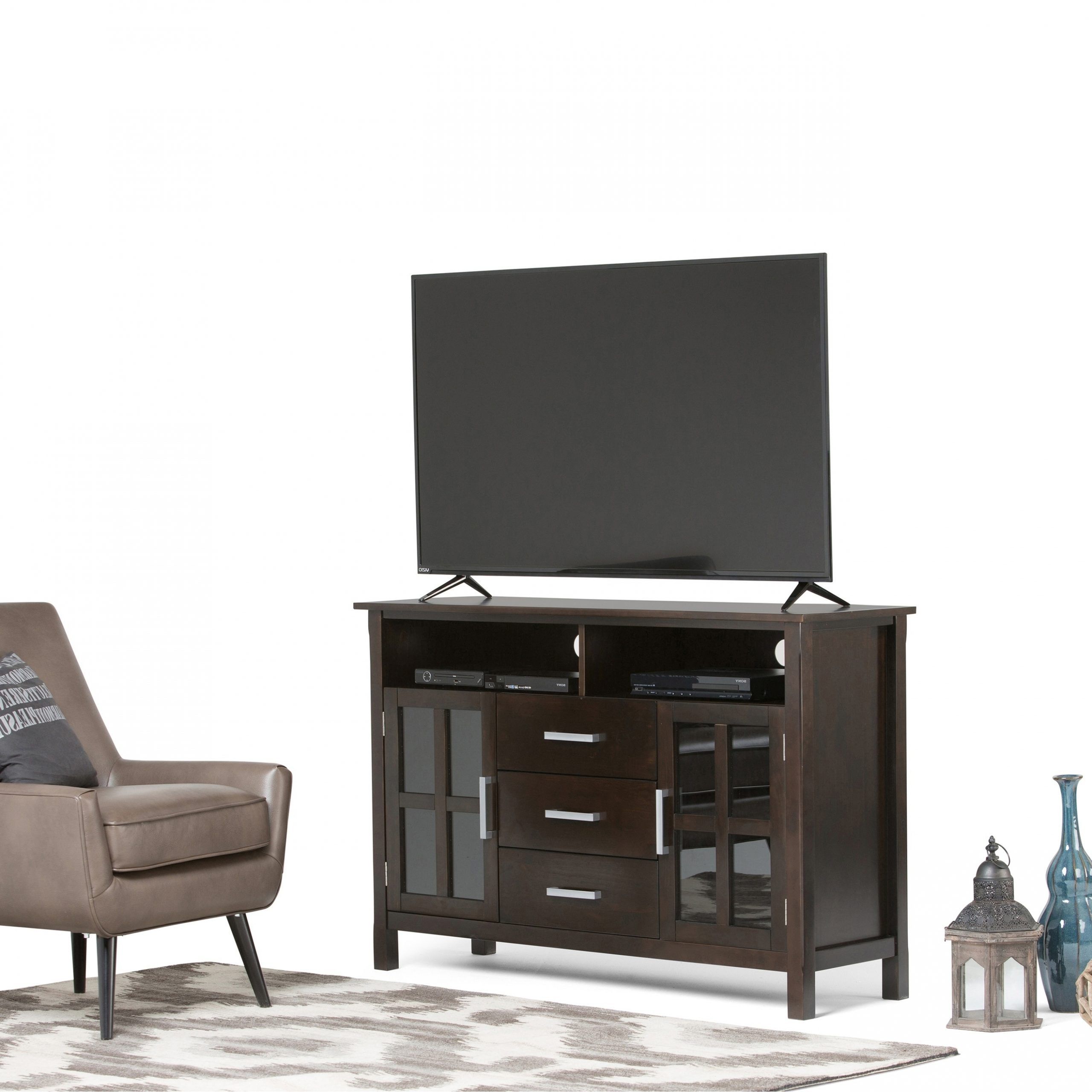 Wyndenhall Waterloo Solid Wood 53 Inch Wide Contemporary In Brigner Tv Stands For Tvs Up To 65&quot; (View 2 of 20)