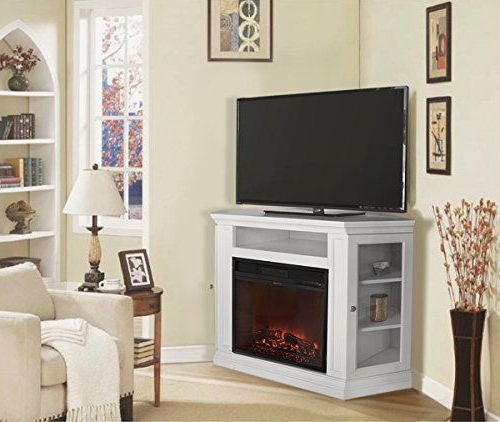 Xtremepowerus Electric Portable Fireplace With Tv Stand With Compton Ivory Corner Tv Stands (Gallery 20 of 20)