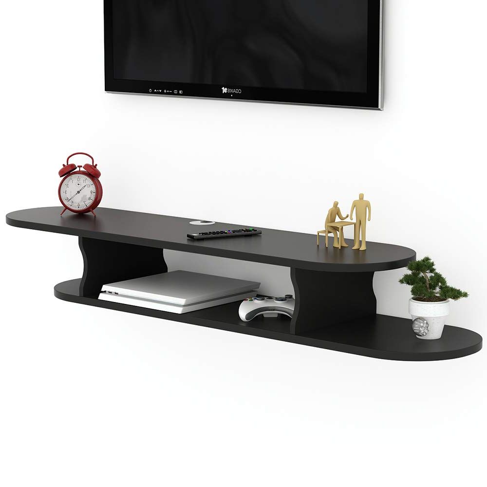 2 Tier Modern Wall Mounted Media Console Floating Tv Shelf In Bari 160 Wall Mounted Floating 63&quot; Tv Stands (Gallery 19 of 27)