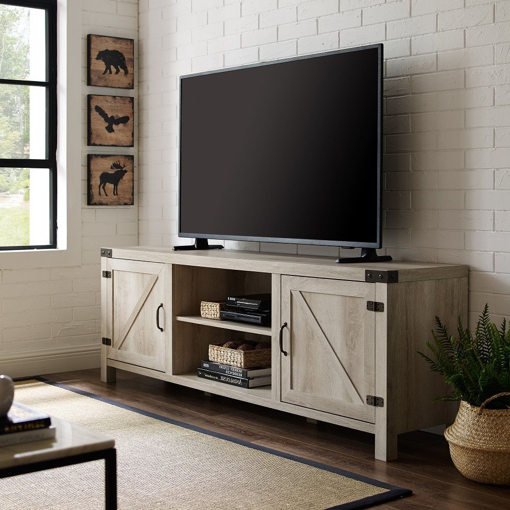 70 Inch Modern Farmhouse Tv Stand – White Oak In 2020 Intended For Better Homes &amp; Gardens Modern Farmhouse Tv Stands With Multiple Finishes (Gallery 21 of 31)