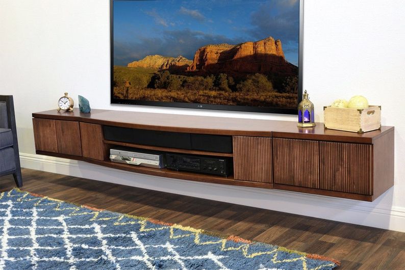 Wall Mounted Floating Tv Stand Entertainment Console Curve With Regard To Bari 160 Wall Mounted Floating 63&quot; Tv Stands (Gallery 23 of 27)