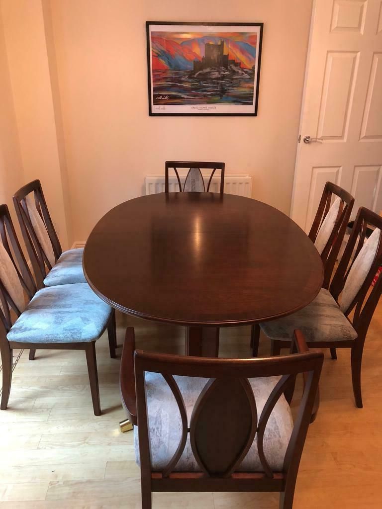 2019 G Plan Mahogany Extending Dining Table And 6 Chairs (2 Within Mahogany Dining Tables (View 3 of 20)