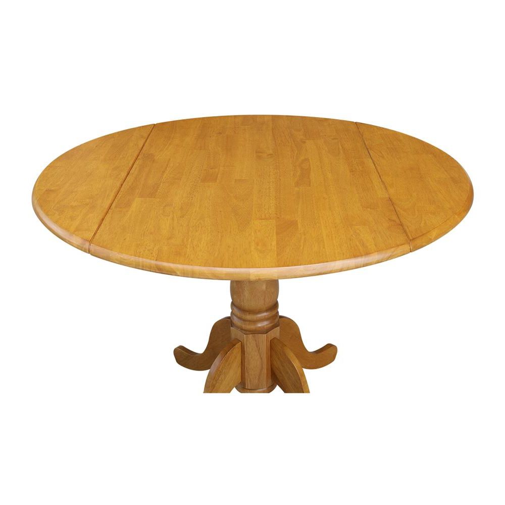 42" Round Dual Drop Leaf Pedestal Table, Oak Pertaining To Most Current Round Dual Drop Leaf Pedestal Tables (Gallery 20 of 20)
