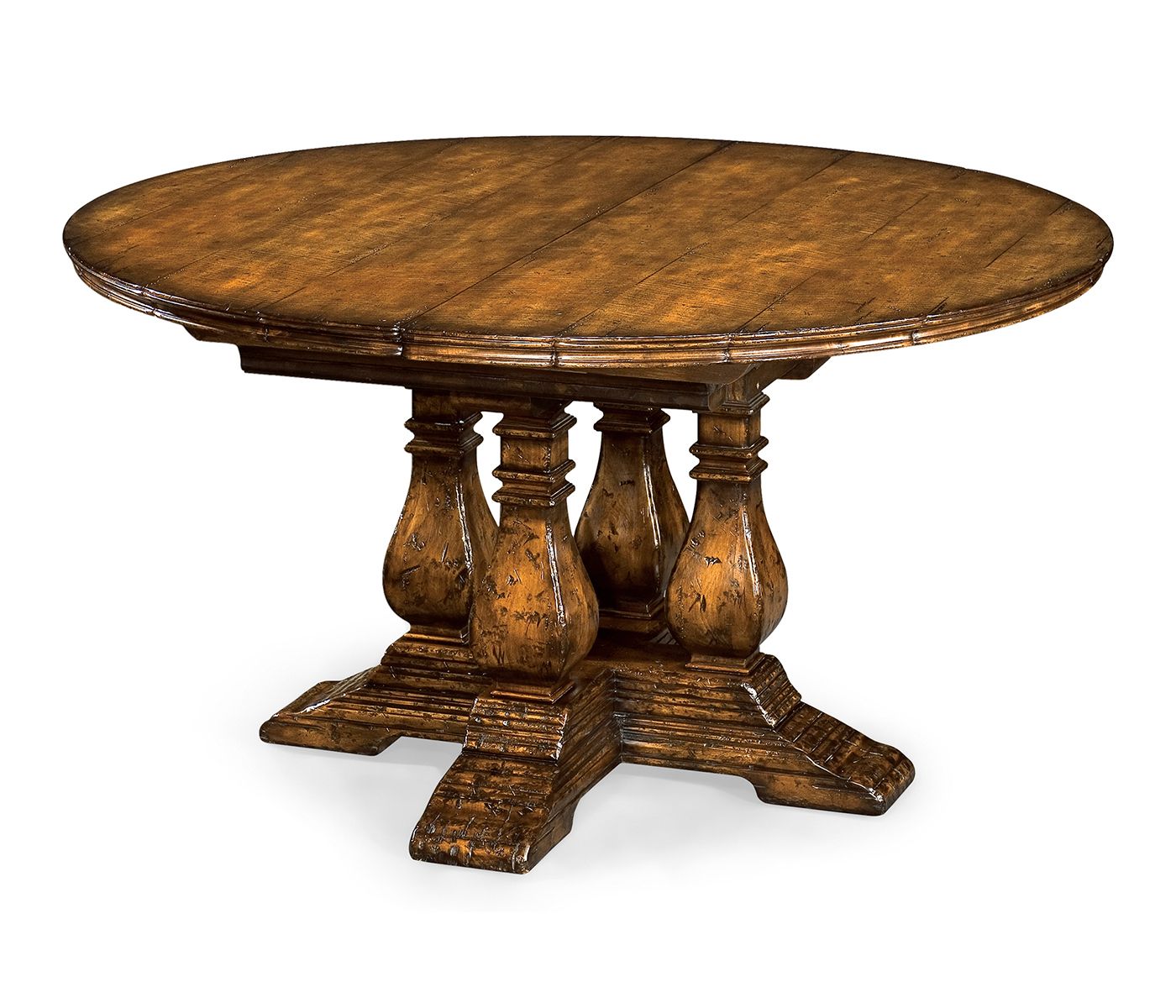 54" Country Walnut Round Extending Dining Table Pertaining To Newest Walnut Tove Dining Tables (View 13 of 20)