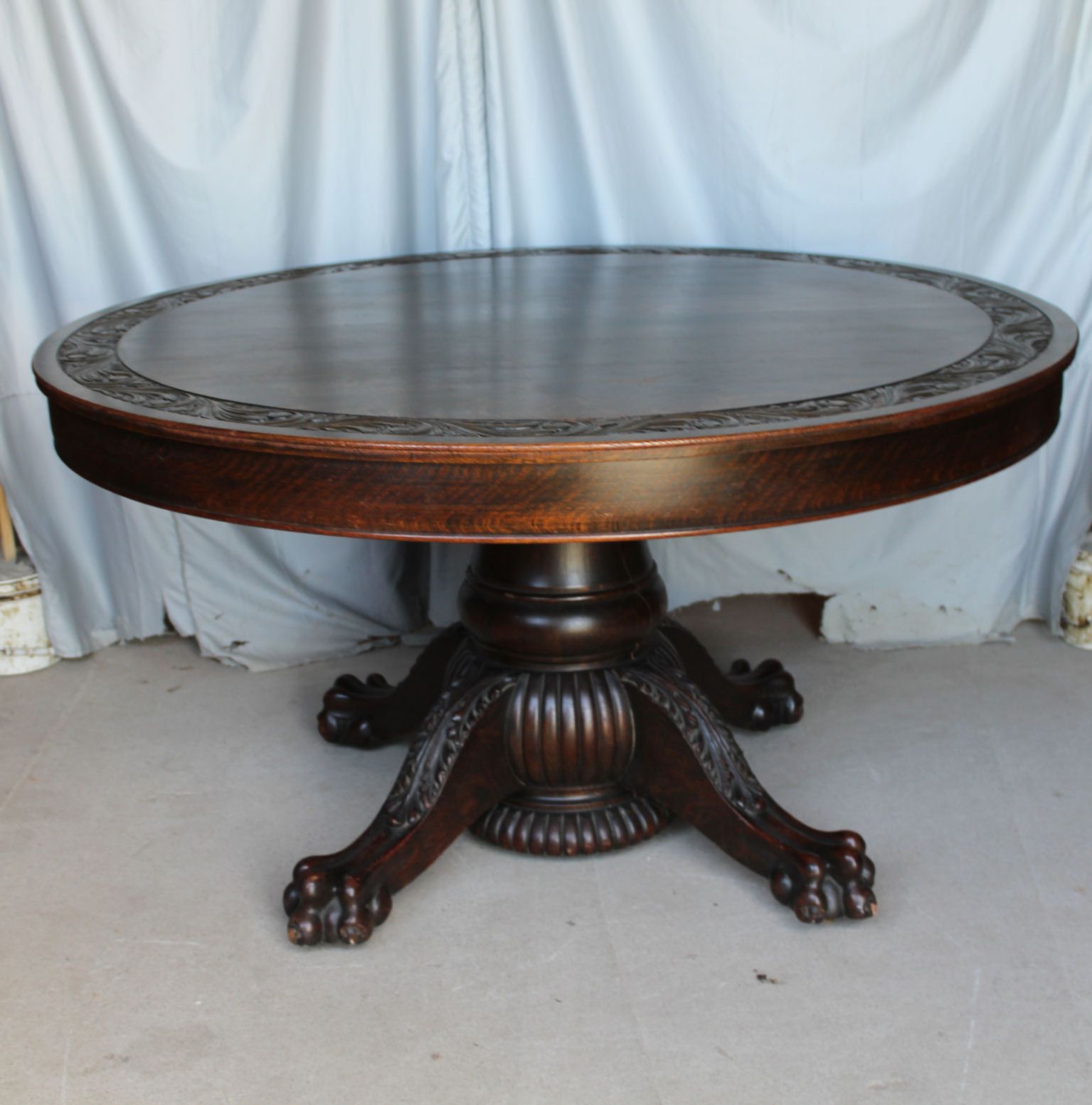 Antique Round 54" Oak Dining With Trendy Vintage Brown Round Dining Tables (View 17 of 20)