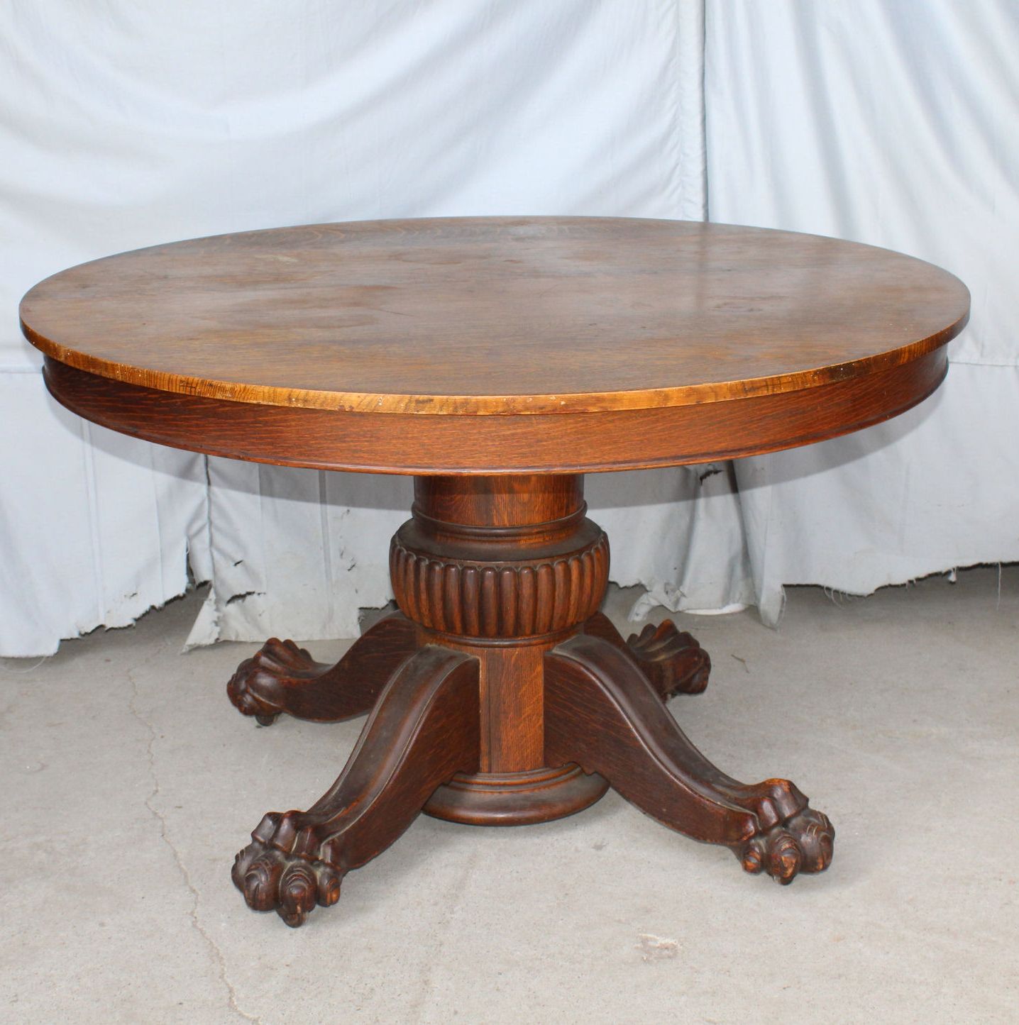 Antique Round Oak Dining Table Intended For Most Popular Vintage Brown Round Dining Tables (View 5 of 20)