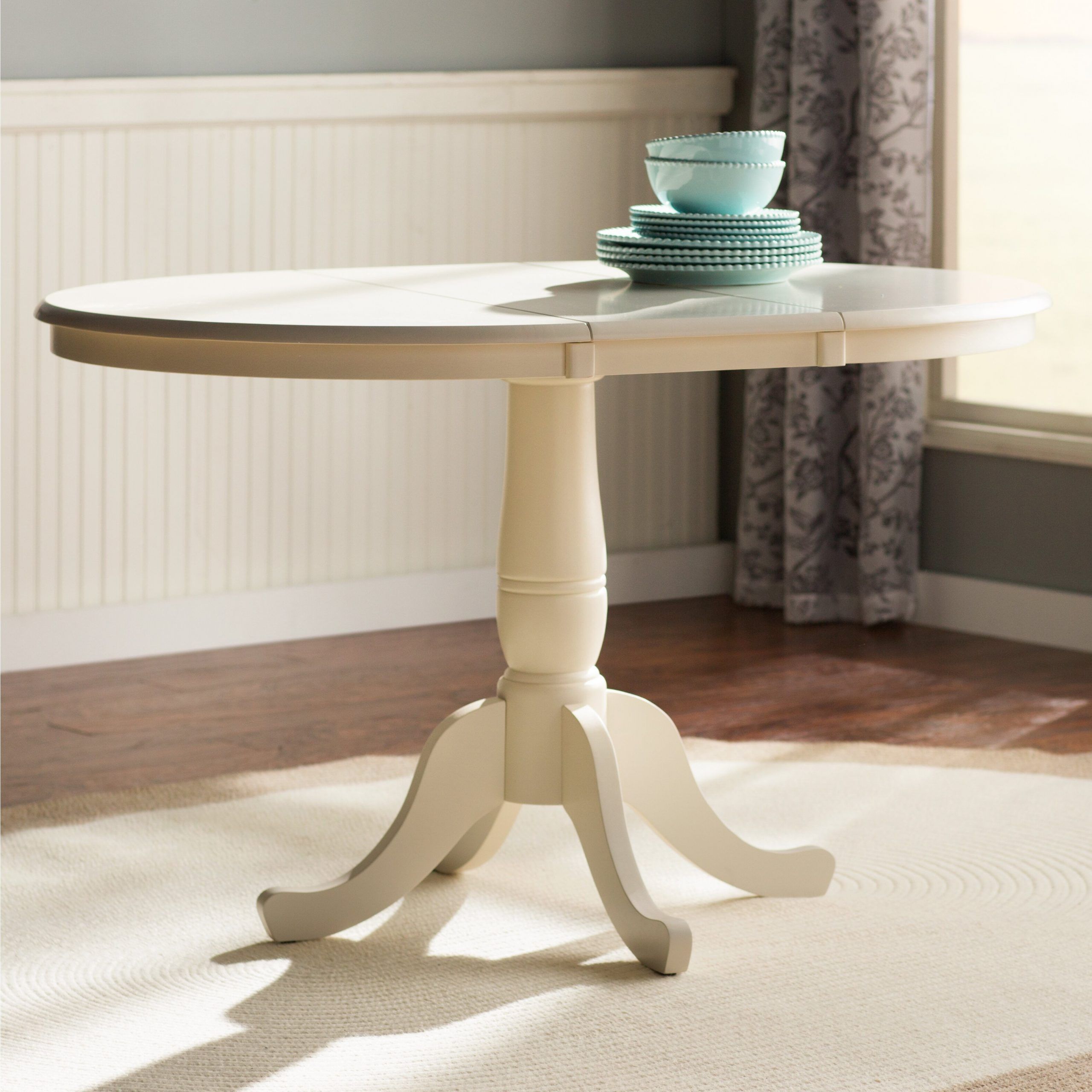August Grove 36" Extendable Round Pedestal Dining Table In 2020 Round Pedestal Dining Tables With One Leaf (View 6 of 20)