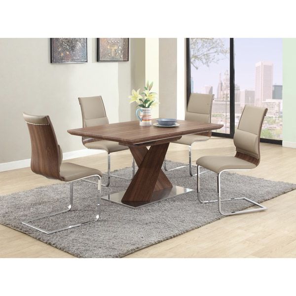 Best And Newest Chrome Metal Dining Tables Throughout Somette Bethal Chrome Finished Metal And Wood Dining Table (View 10 of 20)