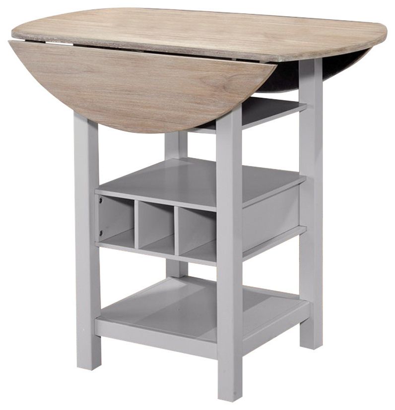 Birch/gray Finish Ridgewood Drop Leaf/wine Rack Counter Throughout Recent Gray Drop Leaf Tables (Gallery 19 of 20)