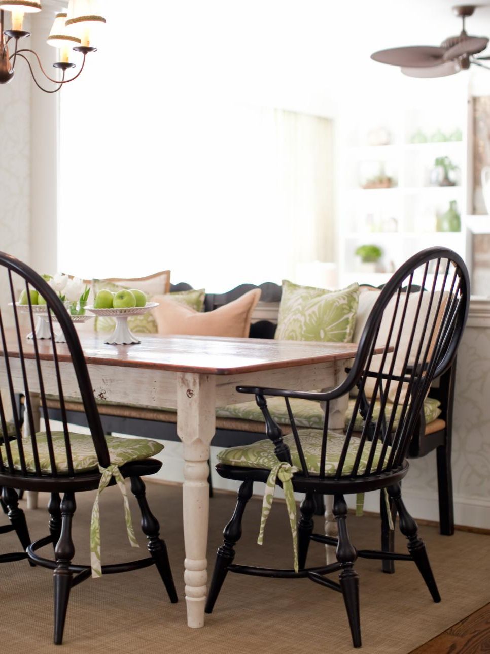 Black Windsor Chairs Around Country Dining Table (Gallery 17 of 20)