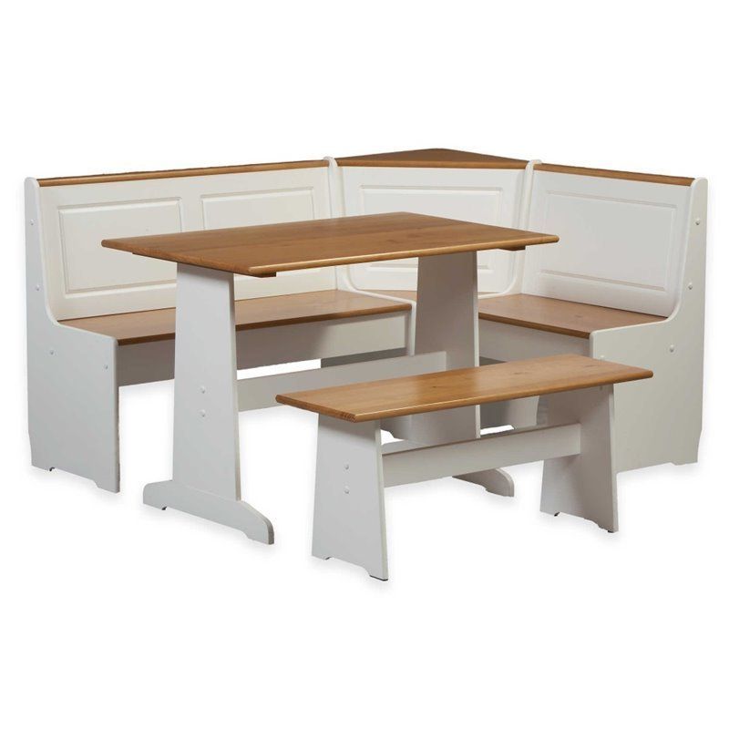 Breakfast Corner Nook Table Set In White – K90305wht Ab Kd U Intended For Most Up To Date White Corner Nooks (View 15 of 20)