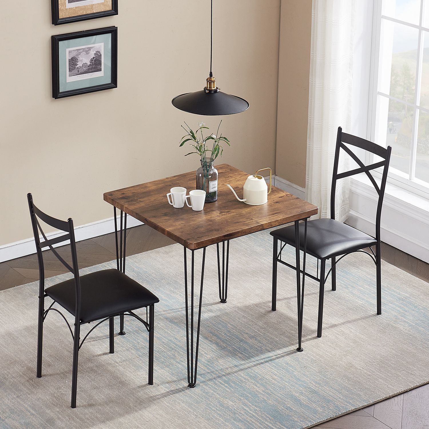 Brown Dining Tables Within Favorite 3 Piece Dining Table Set Dining Room Table With Chairs (View 4 of 20)