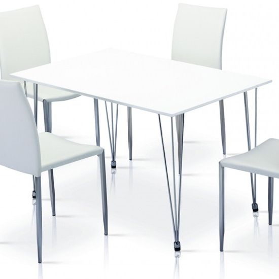 Chrome Metal Dining Tables With Regard To Favorite Iris Wooden Dining Table In White High Gloss With Chrome (View 18 of 20)