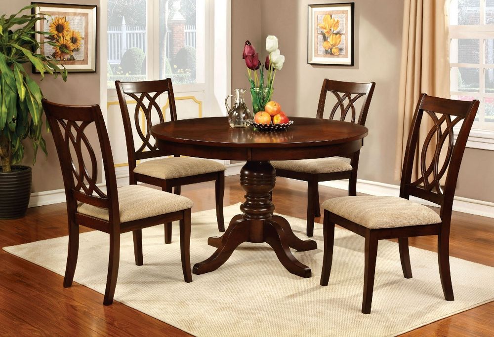 Current Vintage Brown Round Dining Tables Pertaining To Carlisle Brown Cherry Wood Round Dining Tablefurniture (View 10 of 20)