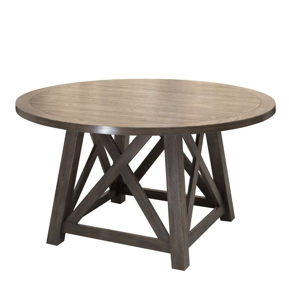 Dark Brown Round Dining Tables Within Well Known Homefare Modern Contemporary Farmhouse Style Dark Oak (View 15 of 20)