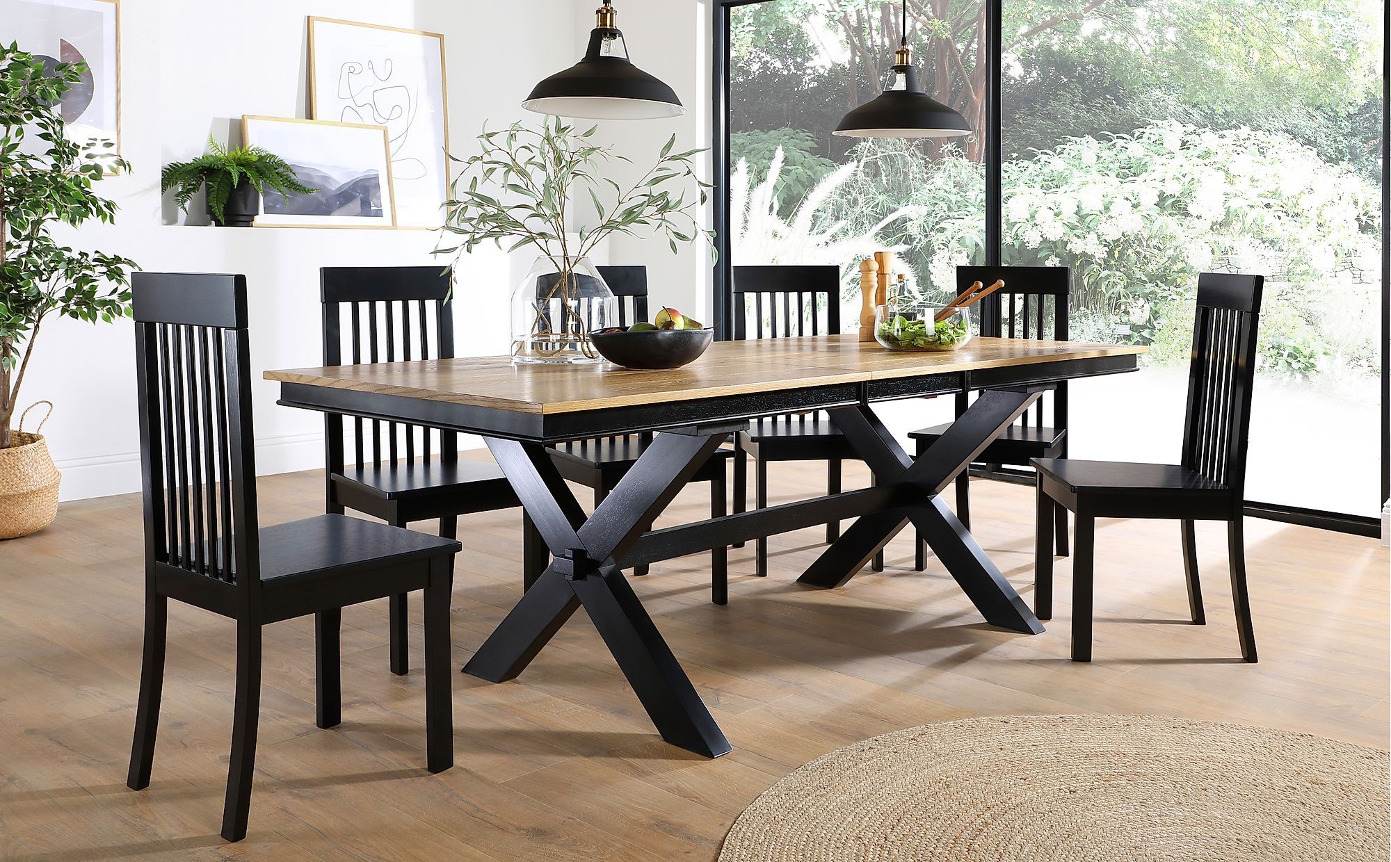 Dark Oak Wood Dining Tables With Regard To Fashionable Grange Painted Black And Oak Extending Dining Table With  (View 8 of 20)