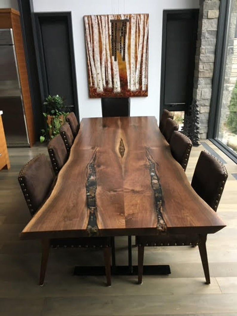 Dark Walnut And Black Dining Tables Pertaining To Trendy Black Walnut Live Edge Table Harvest Table Dining Room (View 17 of 20)