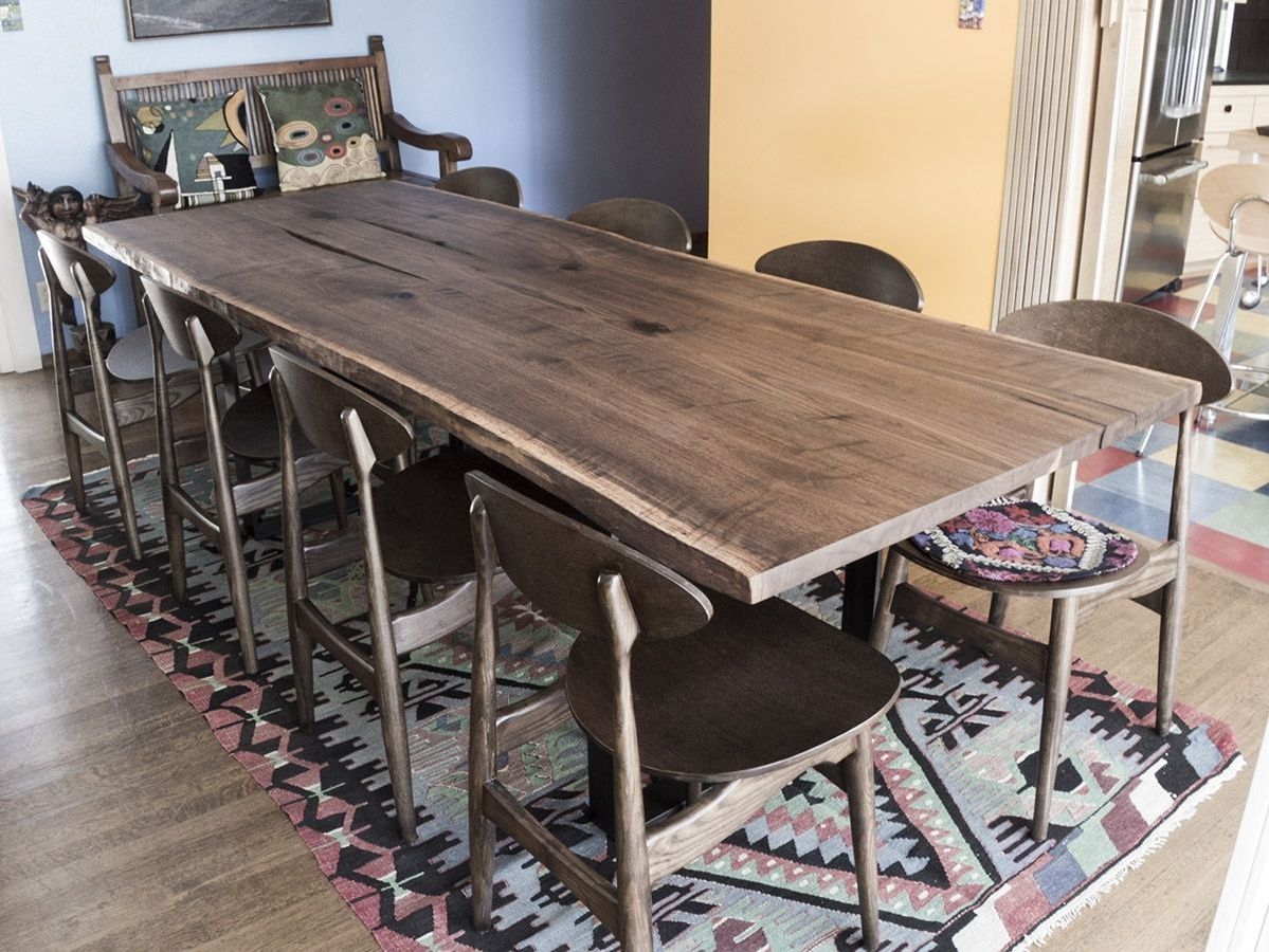 Dark Walnut And Black Dining Tables With Trendy Hand Made Black Walnut Bookmatched Live Edge Slab Dining (View 7 of 20)