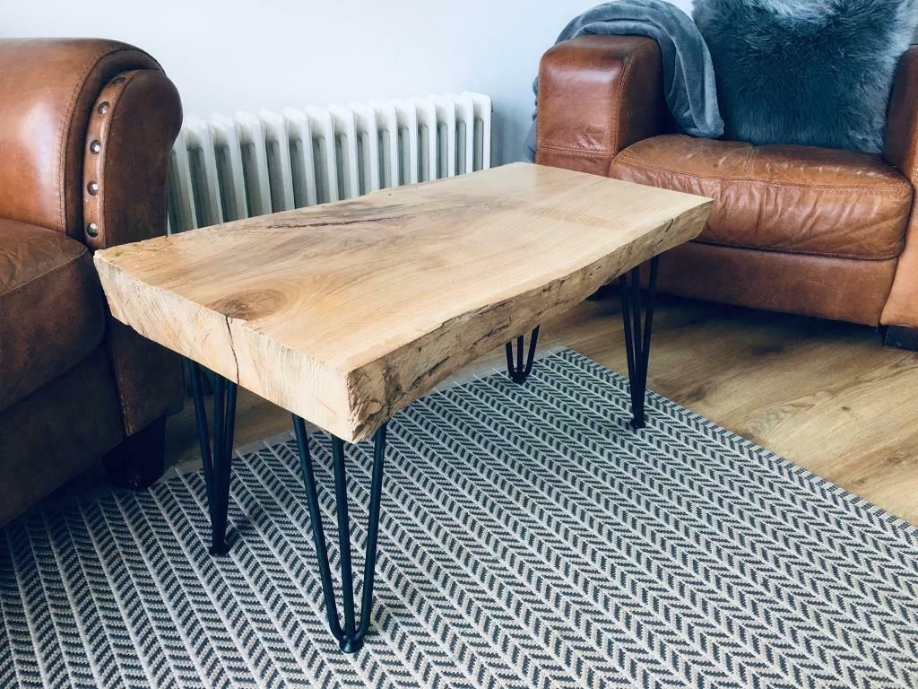 Drop Leaf Tables With Hairpin Legs Regarding Preferred Bespoke Handmade Oak Coffee Table, Chunky, Live Waney Edge (View 13 of 20)