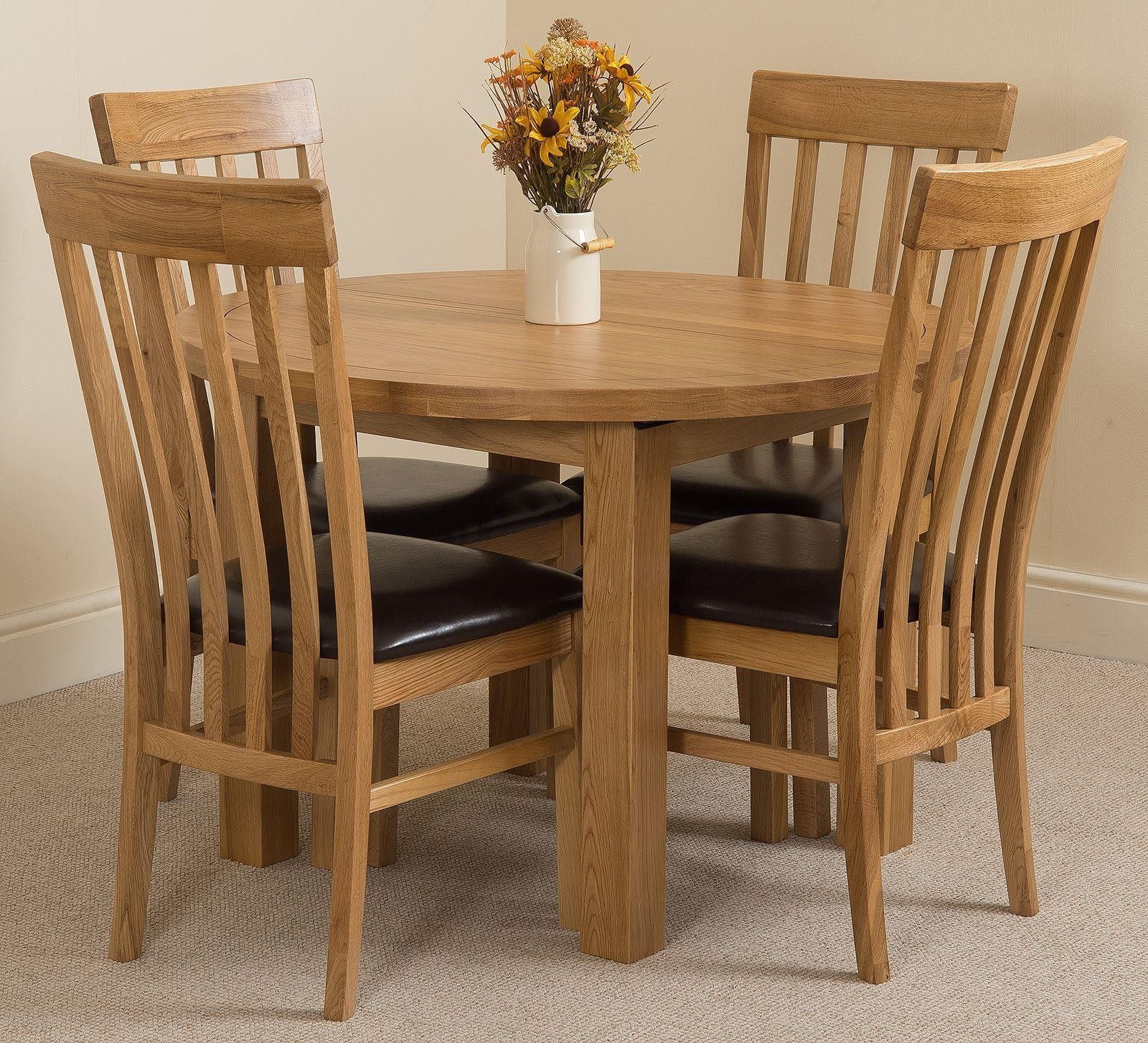 Famous Edmonton Solid Oak Extending Oval Dining Table With 4 Pertaining To Light Brown Dining Tables (View 11 of 20)