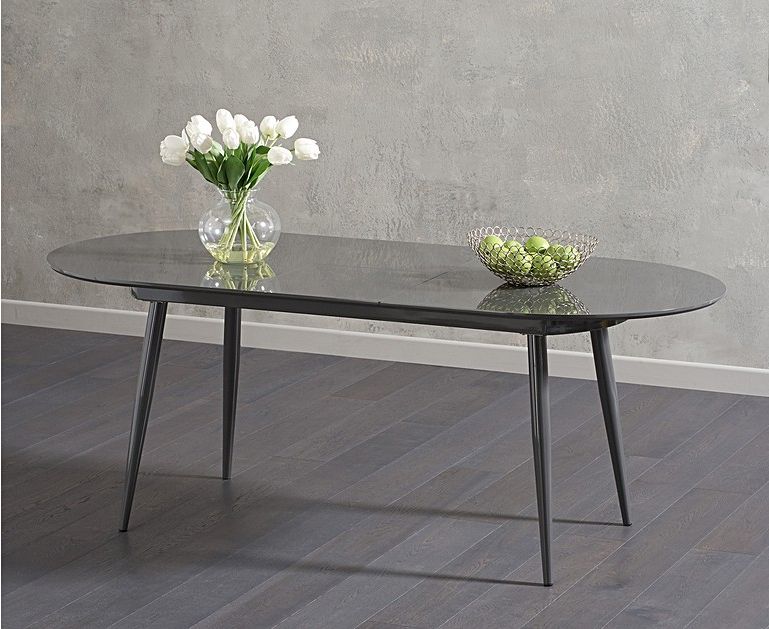 Famous Glossy Gray Dining Tables In Olivia Extending Dark Grey High Gloss Dining Table Olivia (View 7 of 20)