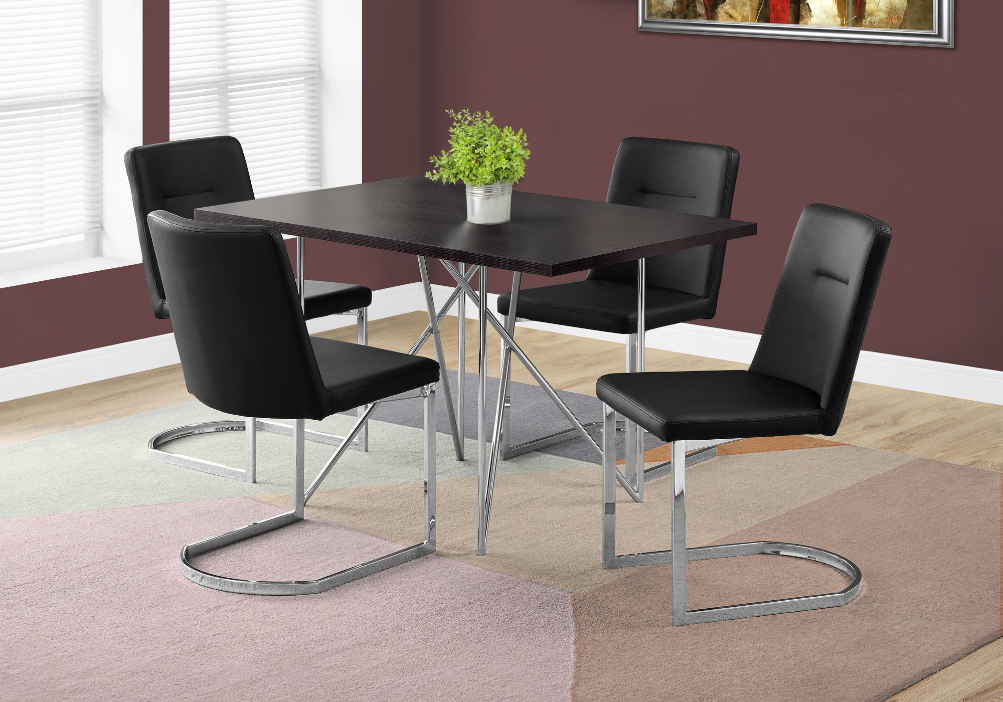 Famous I 1039 / I 1083 – 5 Pc – Dining Table – 32"x 48 Intended For Chrome Metal Dining Tables (View 11 of 20)
