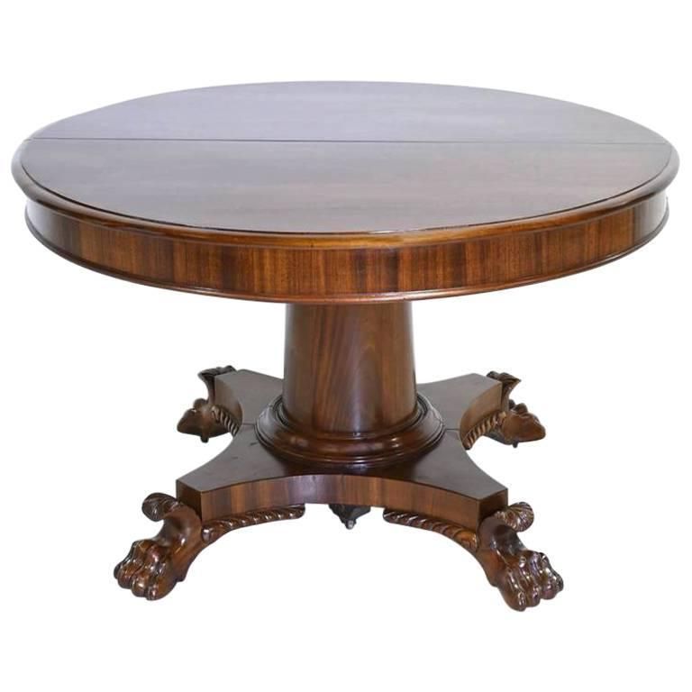 Famous Round Pedestal Dining Tables With One Leaf Throughout Round Empire Center Pedestal Dining Table With Four (View 5 of 20)