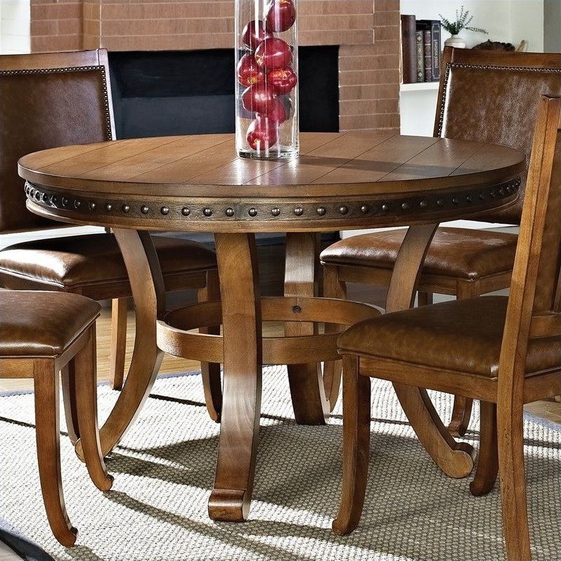 Famous Steve Silver Company Ashbrook Round Dining Table In Oak Within Silver Dining Tables (View 5 of 20)