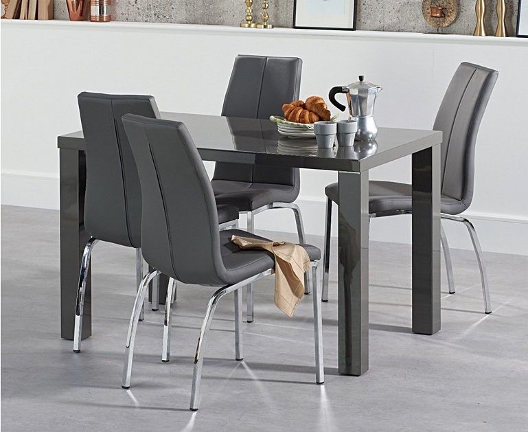 Fashionable Atlanta 120cm Dark Grey High Gloss Dining Table With Inside Glossy Gray Dining Tables (View 4 of 20)