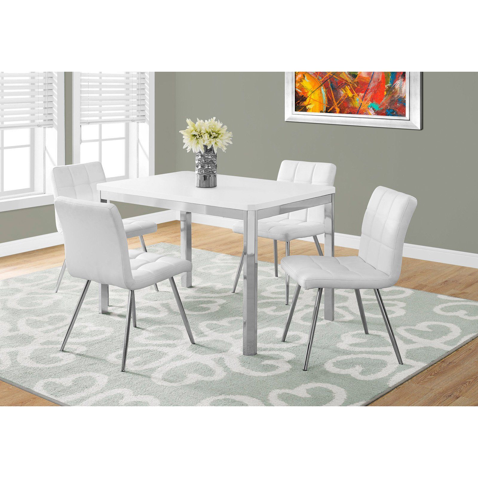 Fashionable Chrome Metal Dining Tables For Monarch Specialties 48 In (View 5 of 20)
